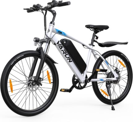 VARUN E Bike, 24 Zoll E-Bike Herren Damen mit 36 V Akku, 250 W Motor, 25 KM/H, Ebike Mountainbike mit Aluminium Rahmen, 4 Modi, Elektrofahrrad für Erwachsene/Jugendliche, Reichweite Max 50 KM