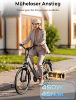 Touroll J2 /J2 ST Pro 26'' E-Bike Damen Herren City Trekkingrad mit Hydraulischen Scheibenbremsen, 250W Motor, 100km Reichweite, Abnehmbarer Akku,7 Gänge, Pedelec E-Citybike für Erwachsene