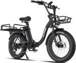 HITWAY BK6S Plus E-Bike mit 48V 27Ah Akku und 110-150km Reichweite, 20 Zoll Fat Tire City-Elektrofahrrad mit Doppeltem Gepäckkorb, 250W Motor 25km/h, 7-Gang Schaltung