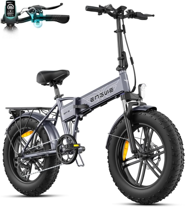 ENGWE E Bike Klapprad, 48V 13Ah Removable Akku bis 120km，20×4.0 Zoll Fette Reifen, 7-Speed E-Bike für Jedes Terrain