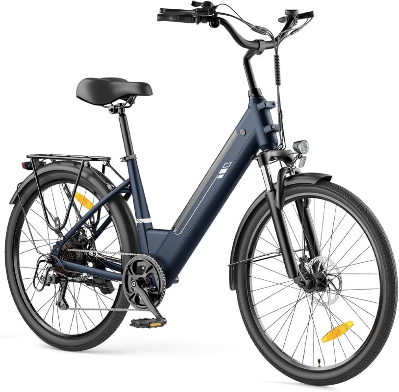 Touroll J2 /J2 ST Pro 26'' E-Bike Damen Herren City Trekkingrad mit Hydraulischen Scheibenbremsen, 250W Motor, 100km Reichweite, Abnehmbarer Akku,7 Gänge, Pedelec E-Citybike für Erwachsene