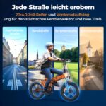 ENGWE E Bike Klapprad, 48V 13Ah Removable Akku bis 120km，20×4.0 Zoll Fette Reifen, 7-Speed E-Bike für Jedes Terrain