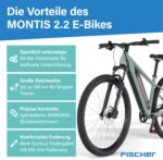 Fischer E-Bike MTB Montis 2.2 Active Elektrofahrrad für Damen und Herren, RH 43, Heckmotor 50 Nm, 48 V Akku