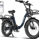 HITWAY BK6S Plus E-Bike mit 48V 27Ah Akku und 110-150km Reichweite, 20 Zoll Fat Tire City-Elektrofahrrad mit Doppeltem Gepäckkorb, 250W Motor 25km/h, 7-Gang Schaltung