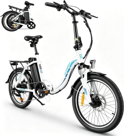 20 Zoll Klapprad E-Bike, 250W 40Nm Elektrofahrrad für Erwachsene, 24kg Leichtgewicht, 36V 13Ah Abnehmbarer Akku, 45-75km Reichweite, 7-Gang Pedelec