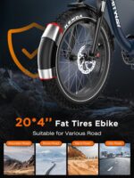 HITWAY BK6S Plus E-Bike mit 48V 27Ah Akku und 110-150km Reichweite, 20 Zoll Fat Tire City-Elektrofahrrad mit Doppeltem Gepäckkorb, 250W Motor 25km/h, 7-Gang Schaltung