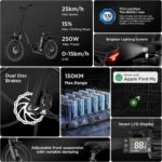 HITWAY E Bike, Ebike mit 250W Motor, Elektrofahrrad 20 Zoll, E-Bike mit 70-150km Reichweite, 7-Gang, APP-Steuerung, faltbar, IP54 wasserdicht, Pedelec