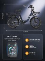 HITWAY BK6S Plus E-Bike mit 48V 27Ah Akku und 110-150km Reichweite, 20 Zoll Fat Tire City-Elektrofahrrad mit Doppeltem Gepäckkorb, 250W Motor 25km/h, 7-Gang Schaltung
